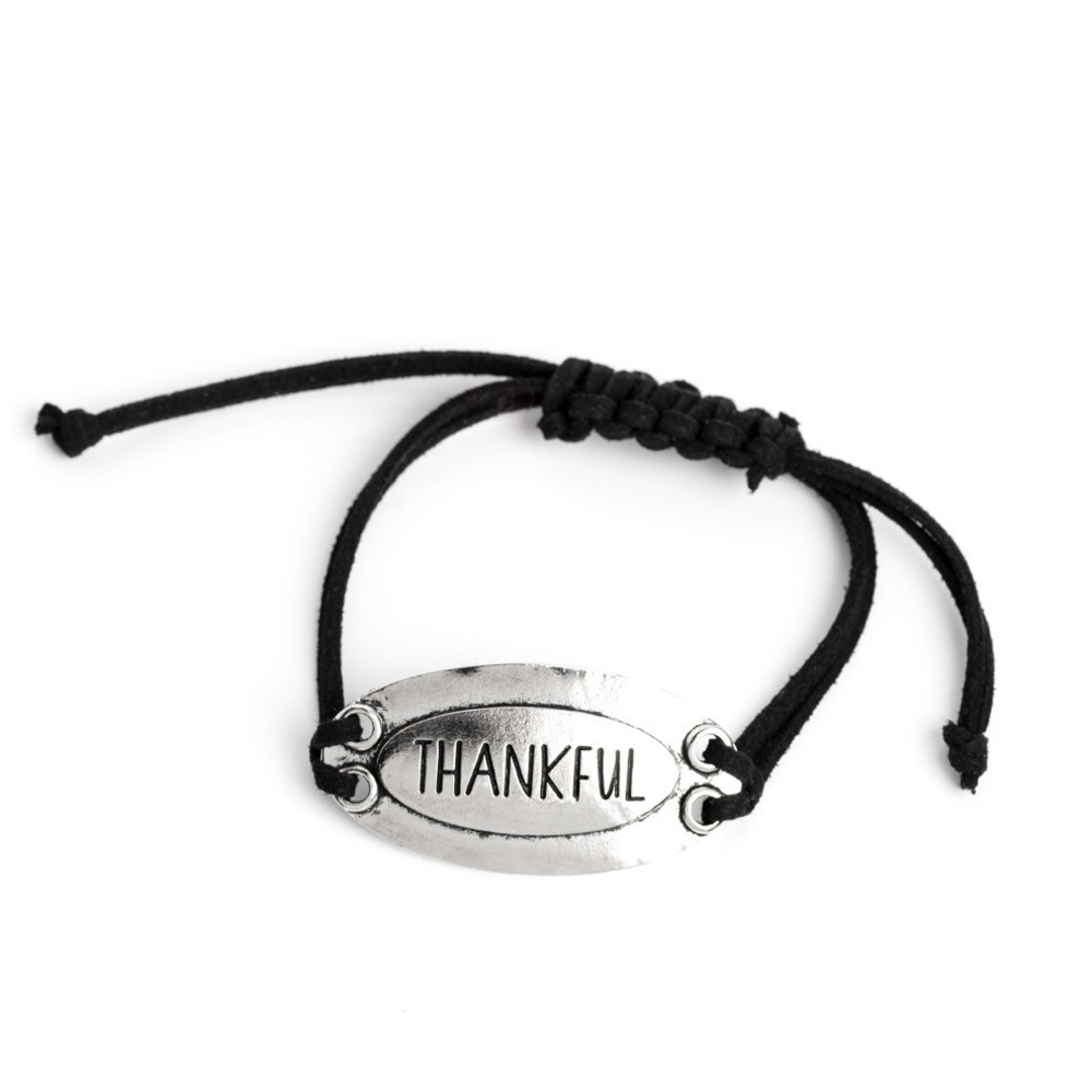 Suede and brass Thankful pull tie bracelet